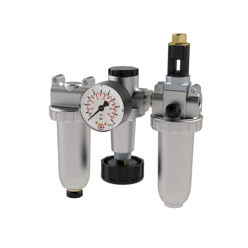 RIEGLER Wartungseinheit 3-tlg. »Standard« mit Metallbehälter, BG 1, G 1/4