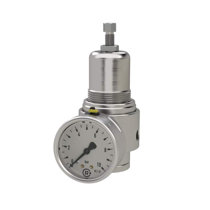 RIEGLER Edelstahl-Druckregler, 1.4404, rücksteuerbar, G 1/4, 0,5 - 8 bar