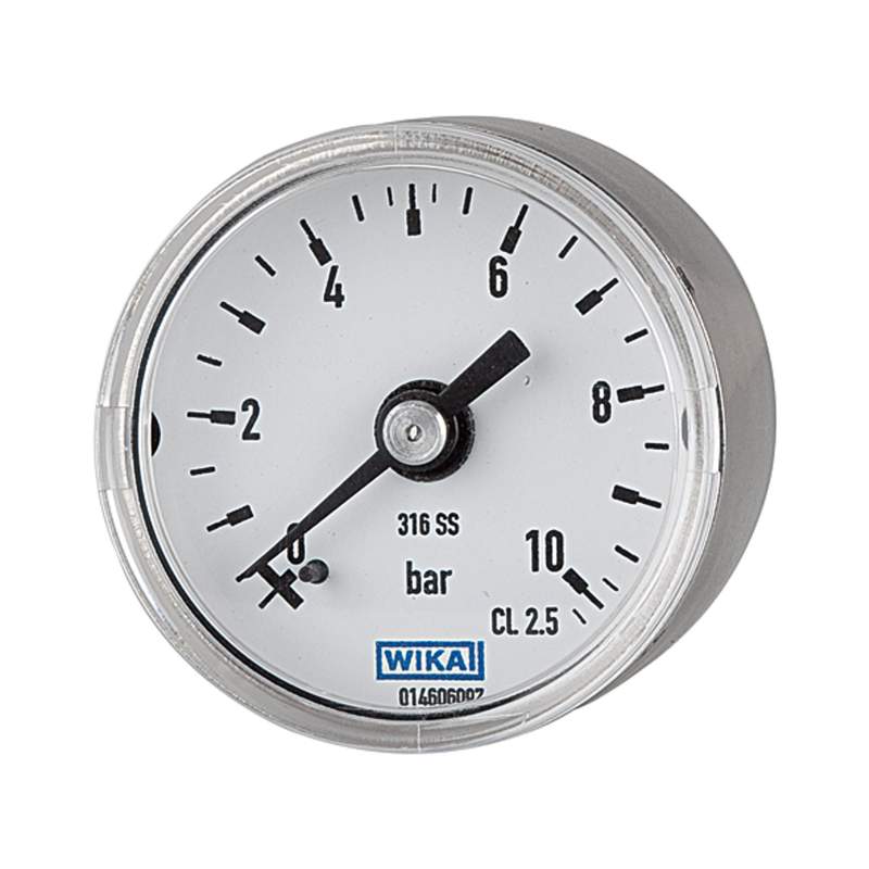 RIEGLER Manometer Ø 40 mm, G 1/8 rückseitig, Messbereich 0 - 10 bar, V4A