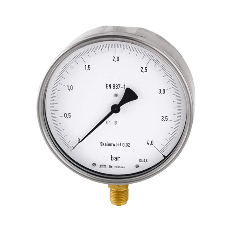 RIEGLER Feinmessmanometer, G 1/2 radial unten, 0 - 40,0 bar, Ø 160