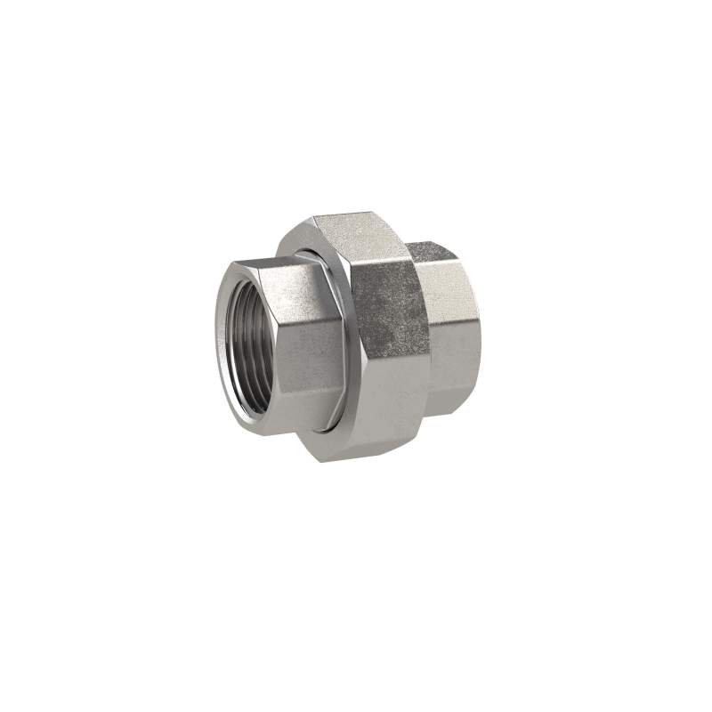 RIEGLER lös. Doppelgew.nippel, flachdicht., Rp 3/8, IG, SW 34, ES 1.4408
