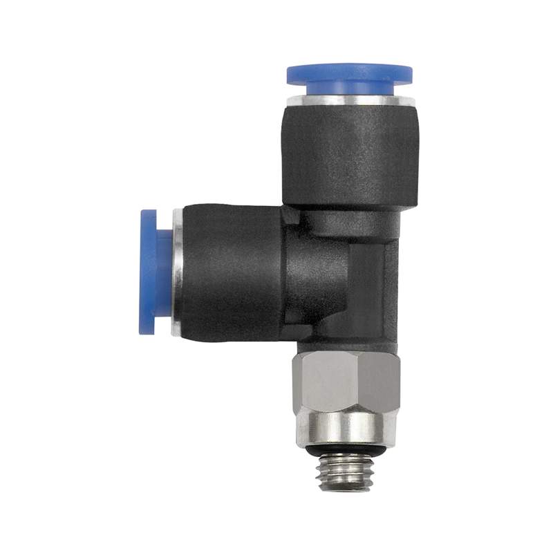 RIEGLER T-Steckverschraubung »Blaue Serie« mini, L-Form, drehbar, M6