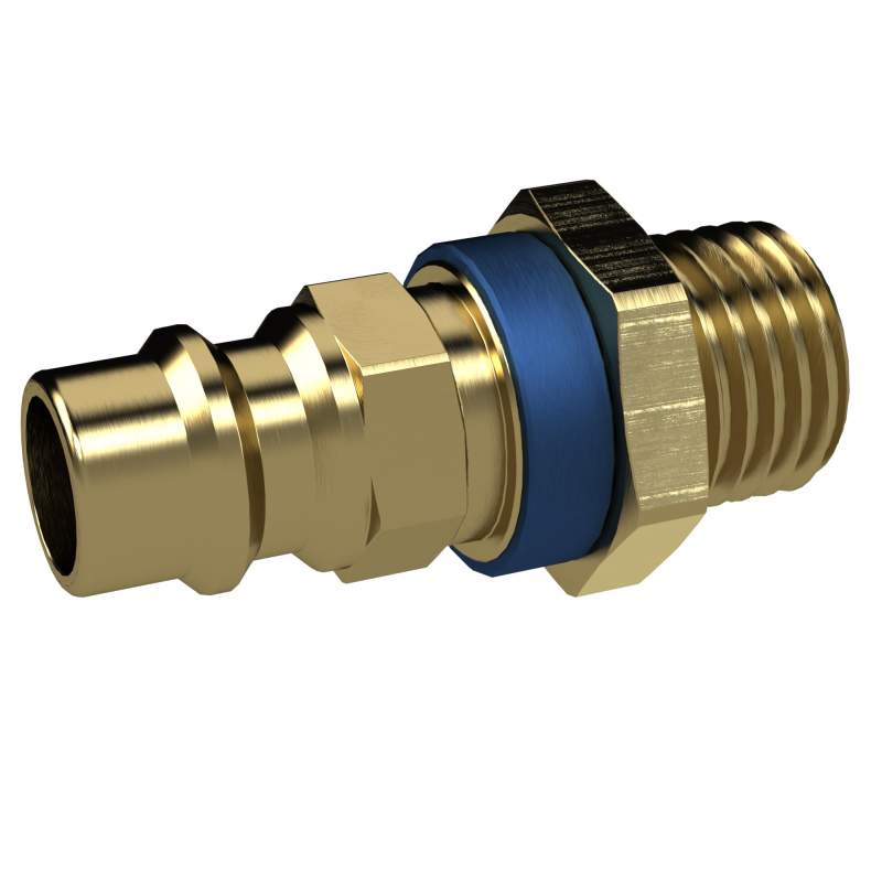 RIEGLER Unverwechselbarer Nippel NW 7,8, Messing blank, G 1/4 AG, blau