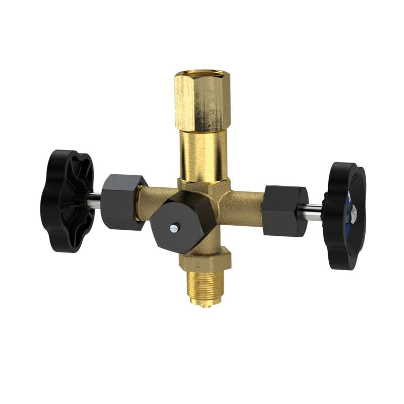 RIEGLER Mano-Dop.-Absperrven., Zapfen-drehbare Muffe G 1/2, ES 1.4571