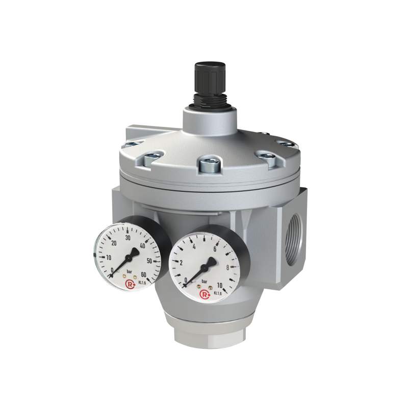 RIEGLER Großdruckregler mit 2 Manometern, G 1 1/2, Regelber. 0,5 - 10 bar