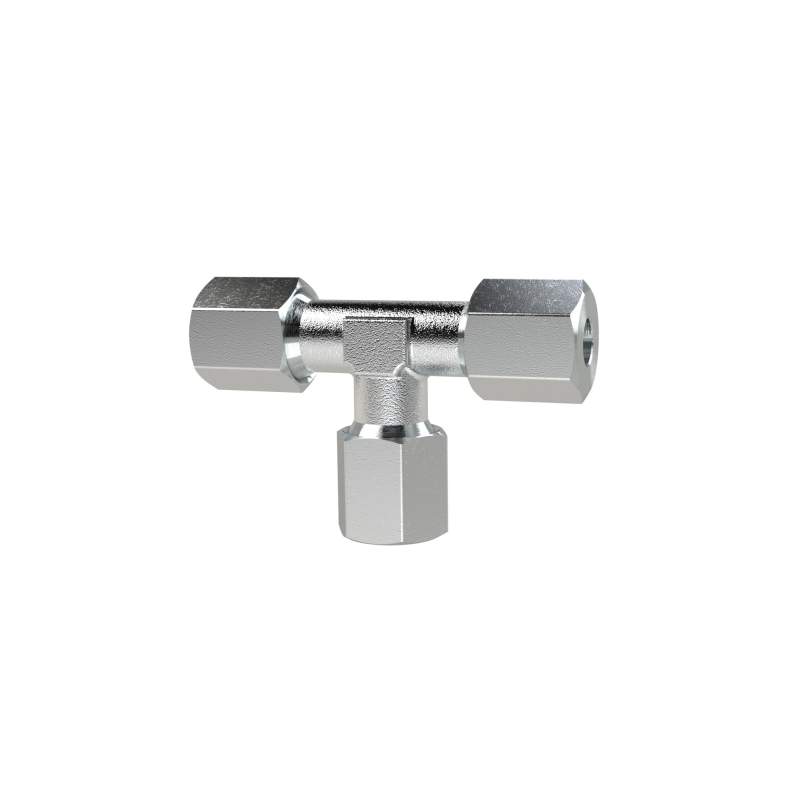 RIEGLER T-Verschraubung, Rohr-Außen-Ø 10 mm, Stahl verzinkt, 100 bar
