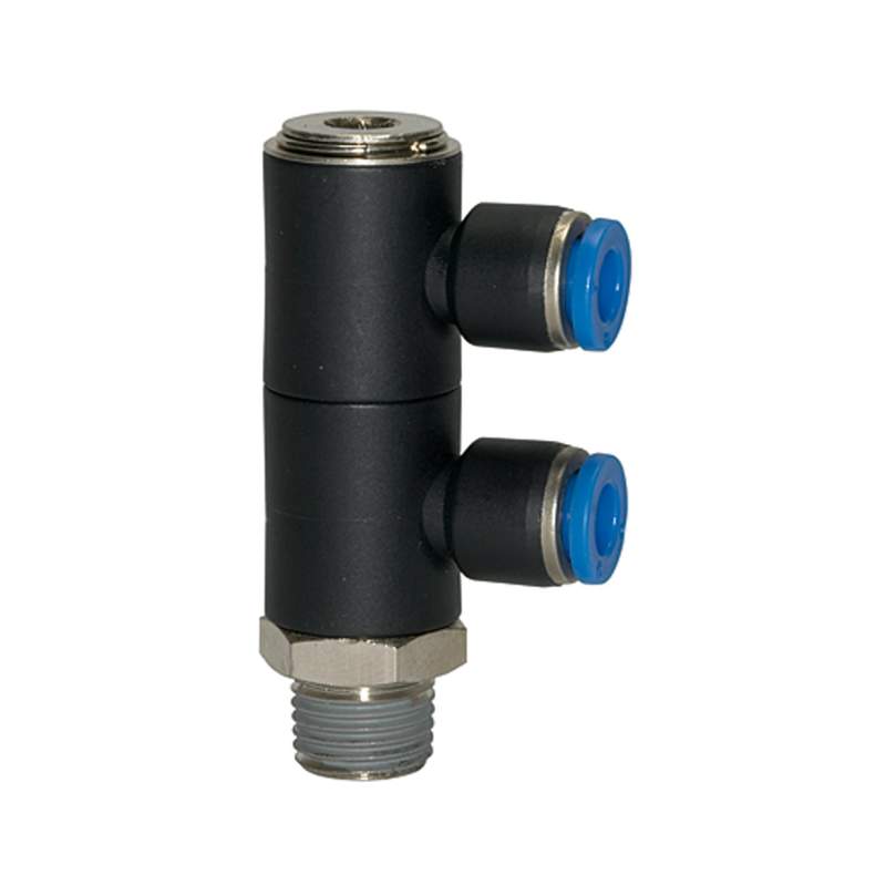 RIEGLER L-Mehrfachverteiler »Blaue Serie«, 2-fach drehbar, R 1/2 a. Ø10mm