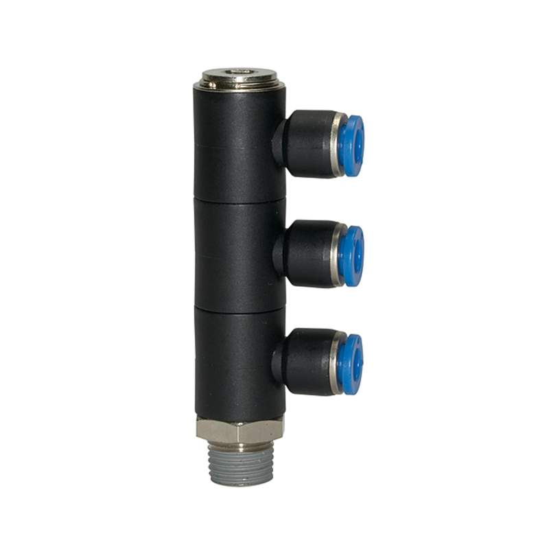 RIEGLER L-Mehrfachverteiler »Blaue Serie«, 3-fach drehbar, R 1/4 a. Ø12mm
