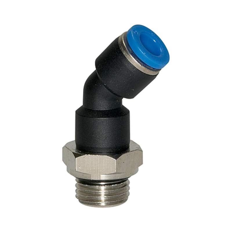 RIEGLER Steckverschraubung 45° »Blaue Serie«, drehbar, G 1/2 außen, Ø12mm