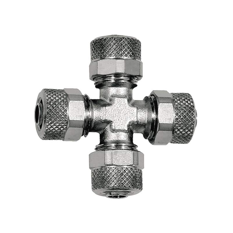 RIEGLER Kreuzverbindung, für Schlauch 6/4 mm, SW 8, Messing vernickelt