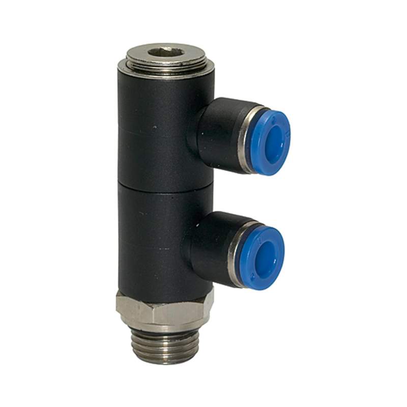 RIEGLER L-Mehrfachverteiler »Blaue Serie«, 2-fach, drehbar, G 3/8 a. Ø8mm