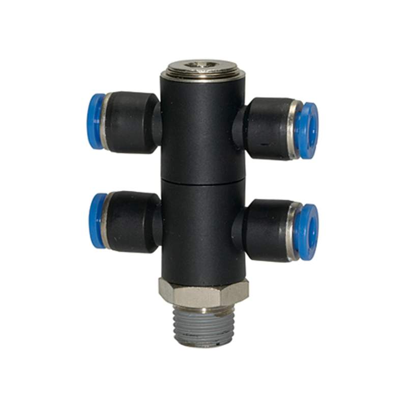 RIEGLER T-Mehrfachverteiler »Blaue Serie«, 4-fach, drehbar, R 1/4 a. Ø8mm