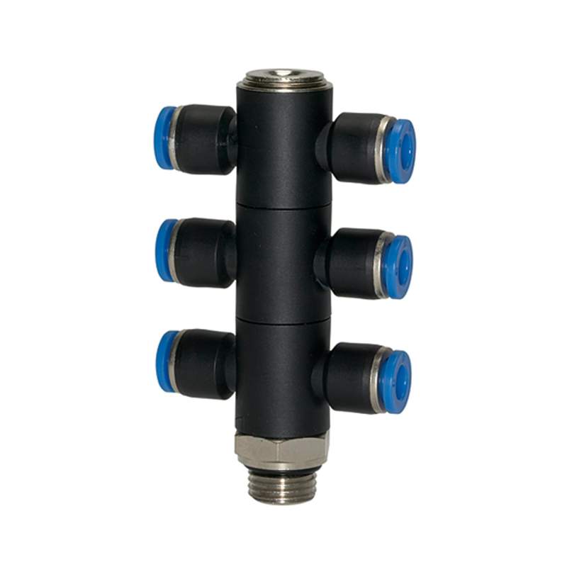 RIEGLER T-Mehrfachverteiler »Blaue Serie«, 6-fach drehbar, G 1/4 a. Ø10mm