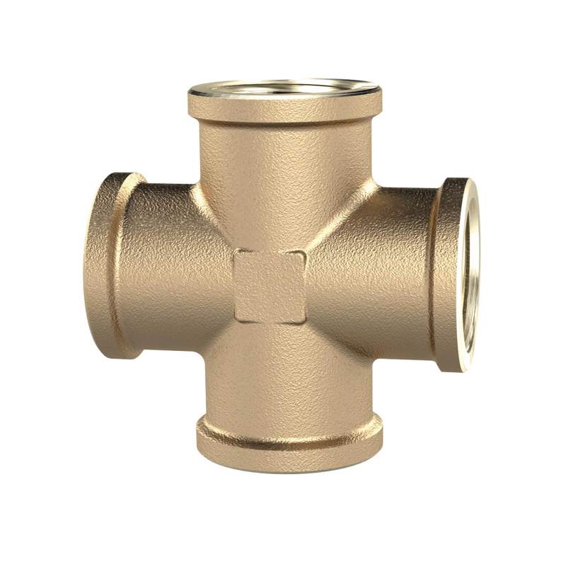 RIEGLER Kreuzstück, 4 x Innengewinde, G 3/4, Druck 16 bar, Messing blank