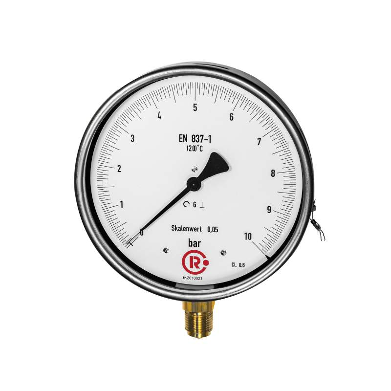 RIEGLER Feinmessmanometer, G 1/2 radial unten, 0 - 25,0 bar, Ø 160
