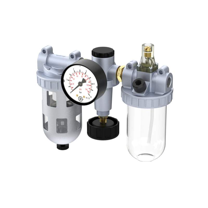 RIEGLER Wartungseinheit 3-tlg. »Standard«, PC-Beh., Schutzkorb, BG2, G3/8