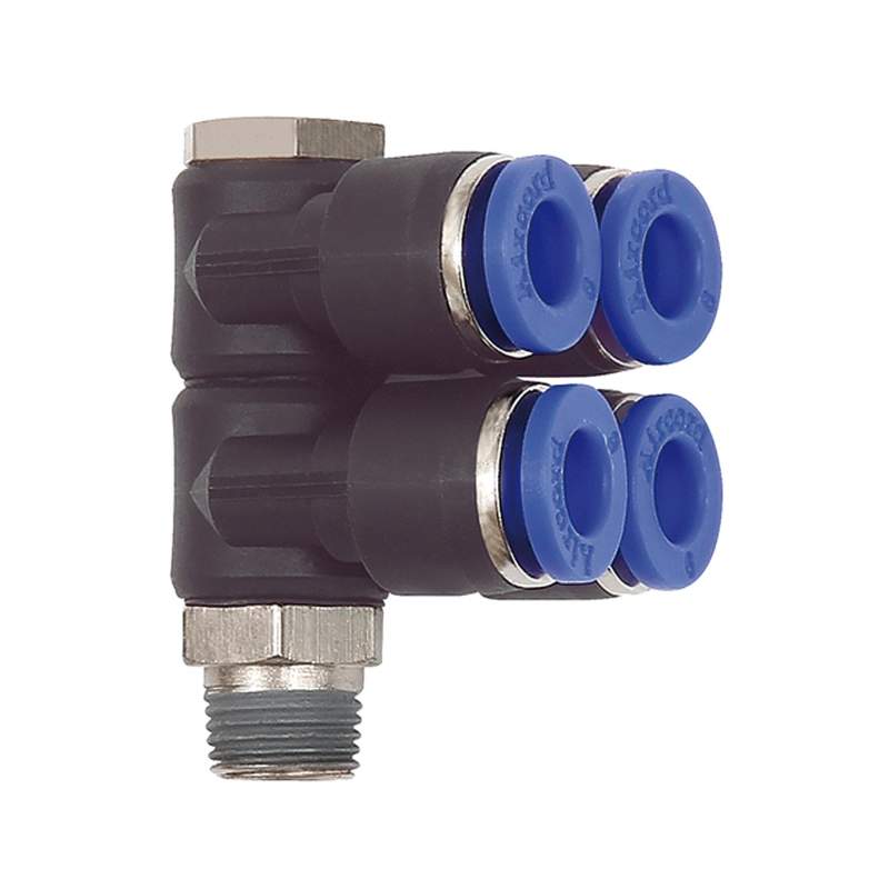 RIEGLER L-Mehrfachverteiler »Blaue Serie«, 4-fach, drehbar, R3/8 a. Ø10mm