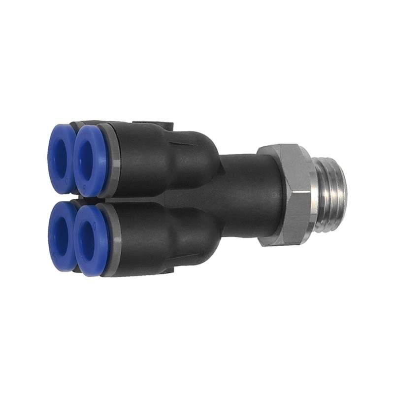 RIEGLER Mehrfachverteiler »Blaue Serie«, 4-fach, drehbar, M5 außen Ø 6mm