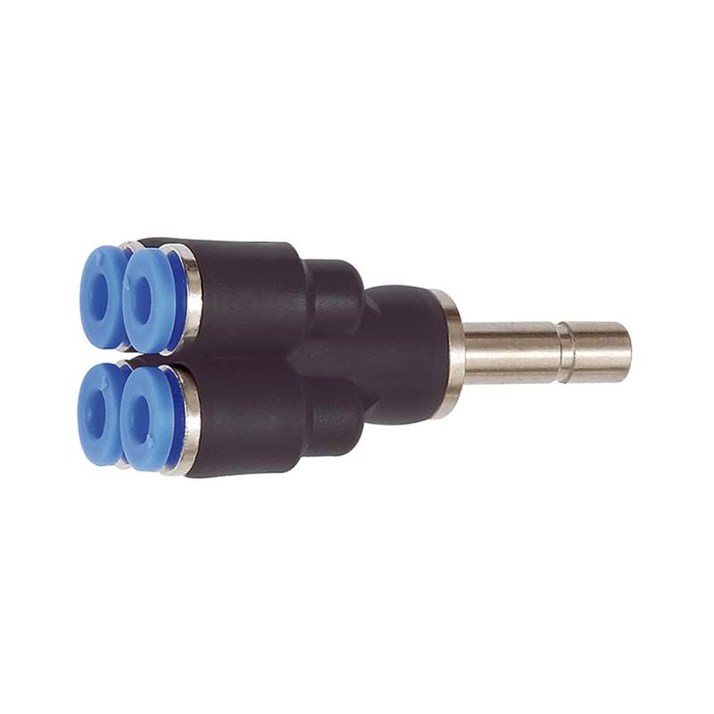 RIEGLER T-Mehrfachvert. 4fach, Stecknippel 6 mm »Blaue Serie« Schl.-Ø 4x4
