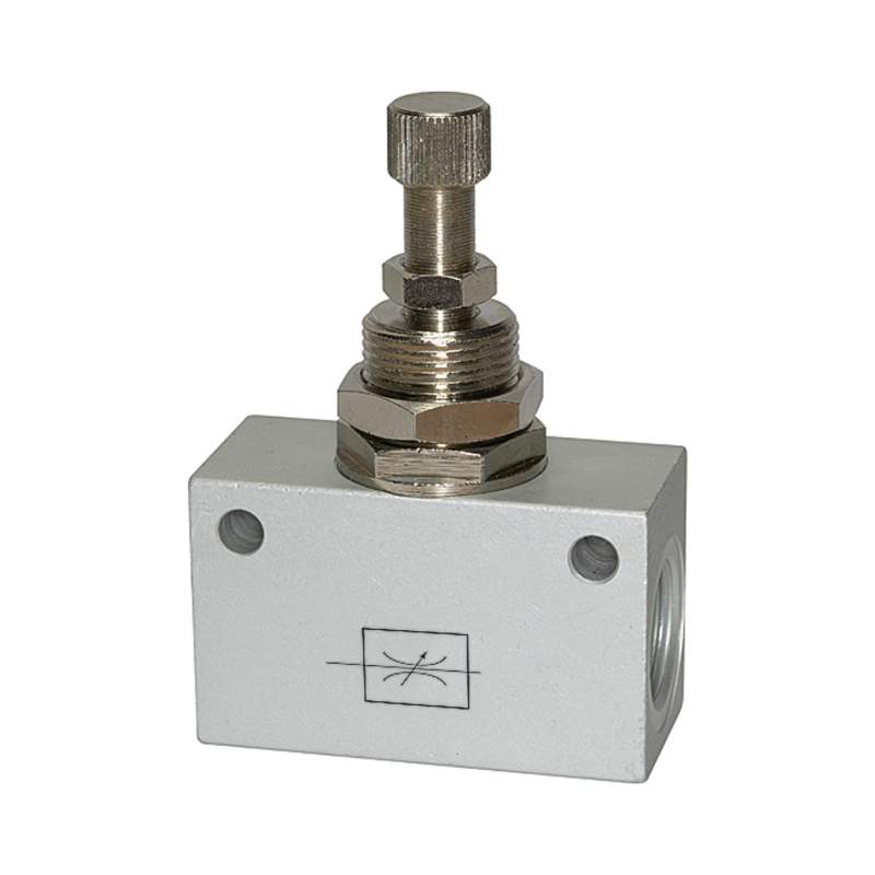 RIEGLER Drosselventil, in Blockform, Alu eloxiert, G 1/8, PN max. 10 bar
