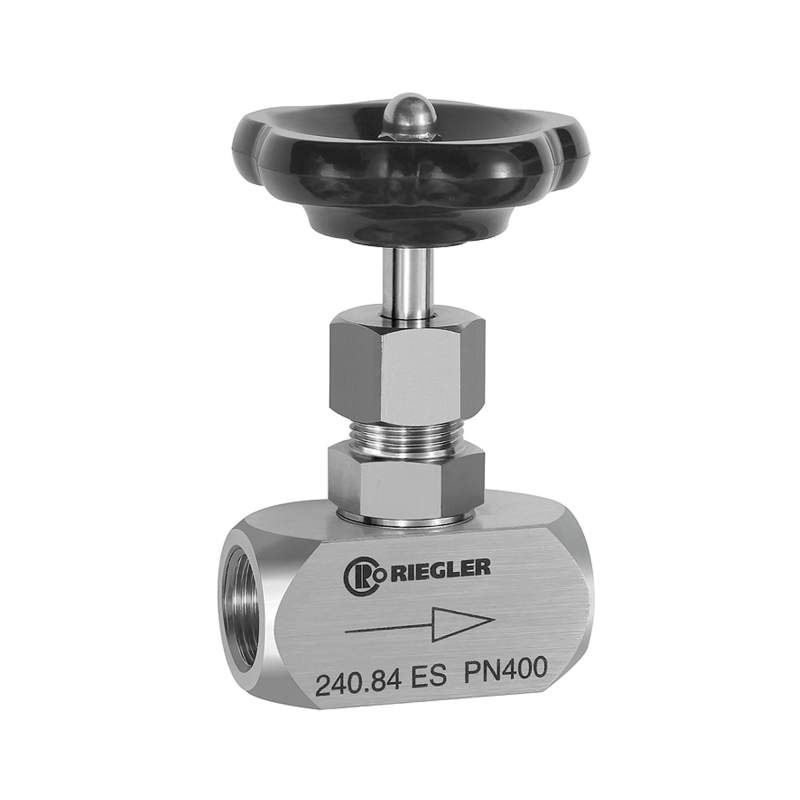 RIEGLER Nadelventil, Edelstahl 1.4571, G 1/2, DN 8, PN max. 400 bar