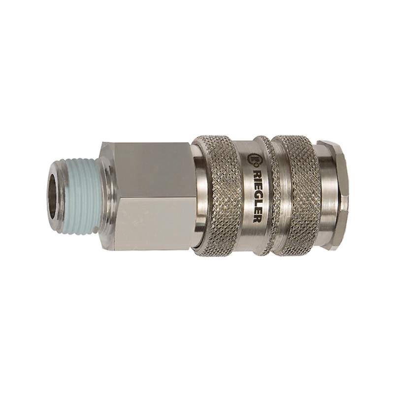 RIEGLER Schnellverschlusskupplung NW 10, Stahl / Messing vern., R 3/8 AG