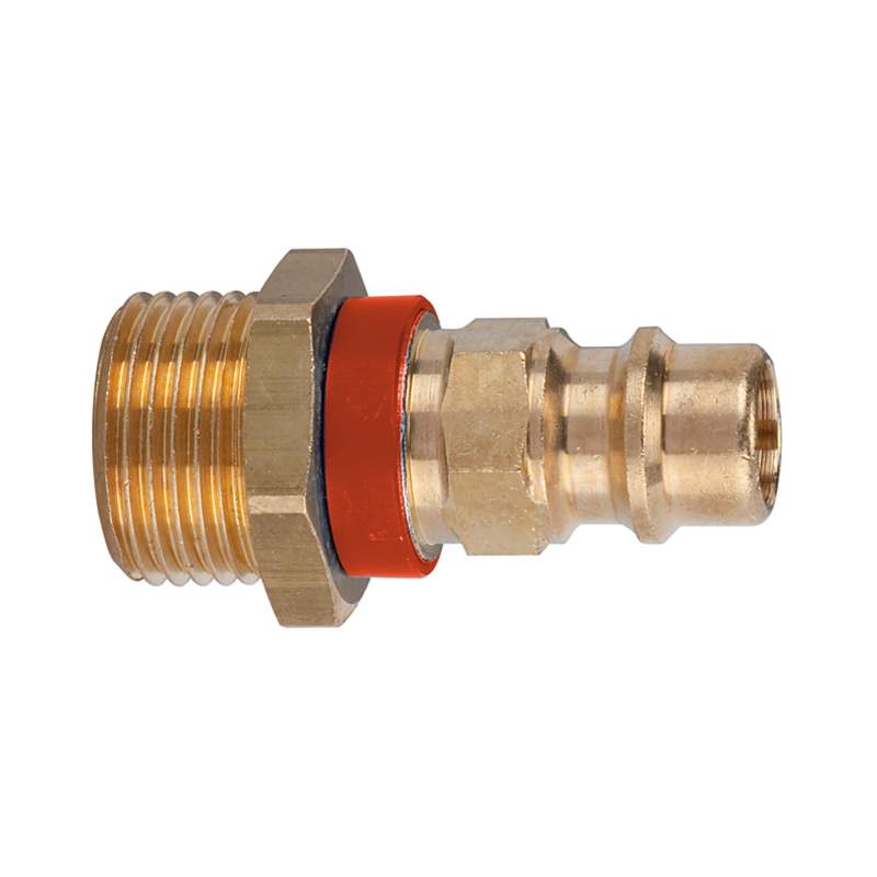 RIEGLER Unverwechselbarer Nippel NW 7,8, Messing blank, G 1/4 AG, rot