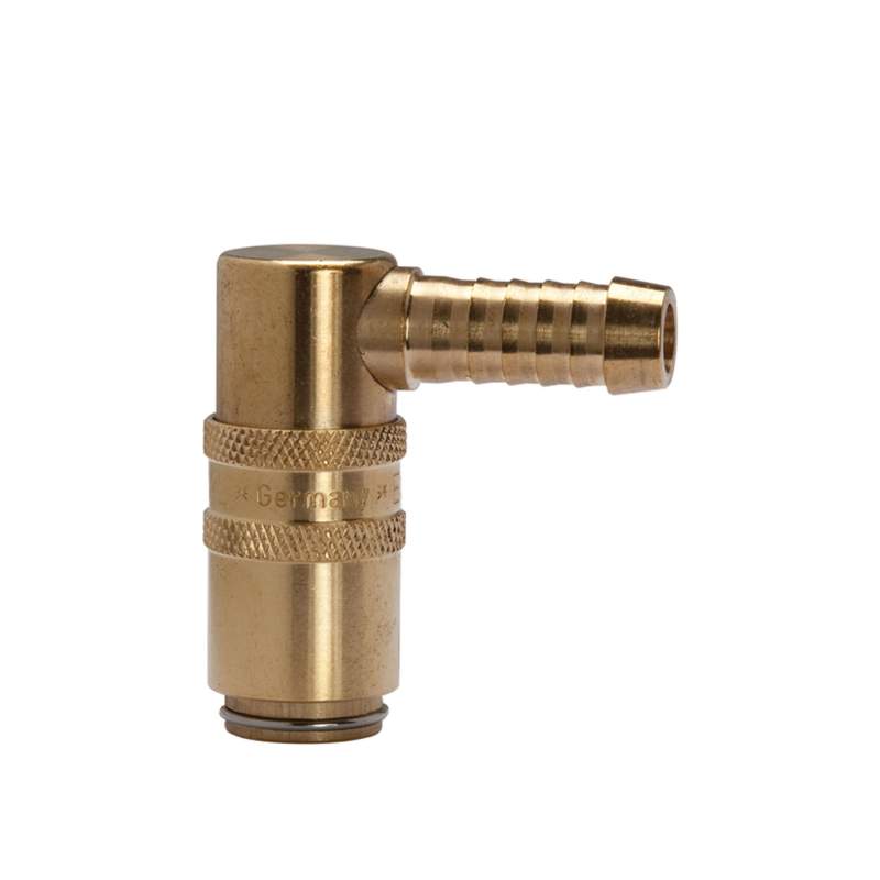 RIEGLER Temperierkupplung DN 6, Zapfen 9 mm, Absperrventil, Tülle 90°