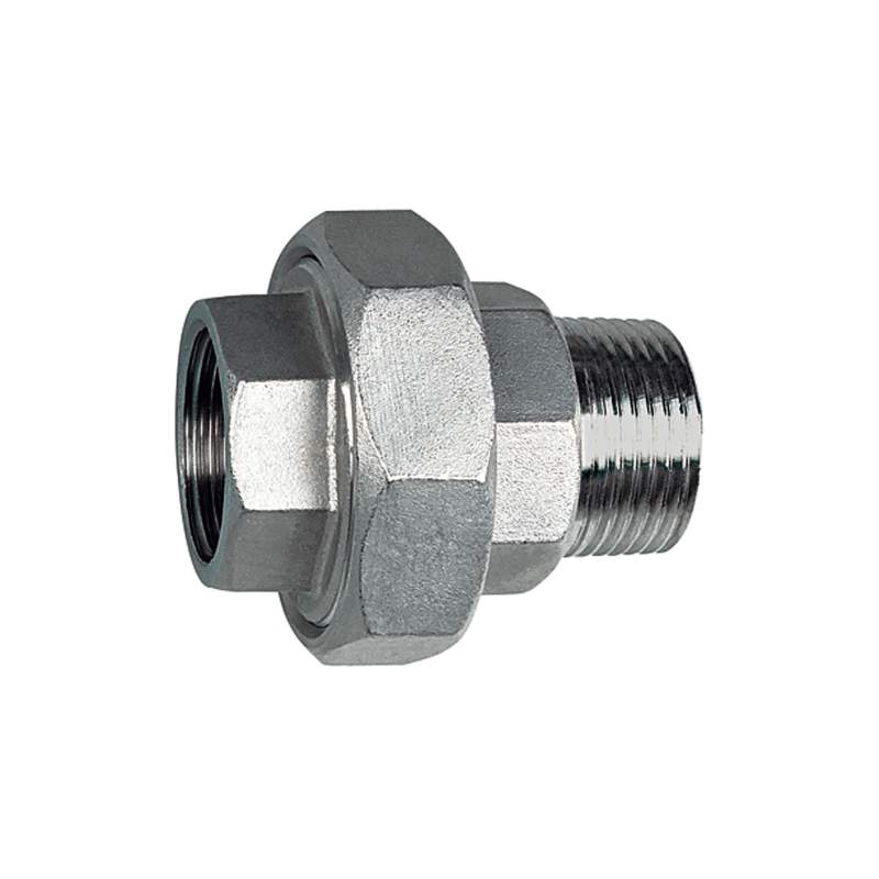 RIEGLER Lösb. Doppelgewindenippel, IG/AG, flach dichtend, G 2, ES 1.4408