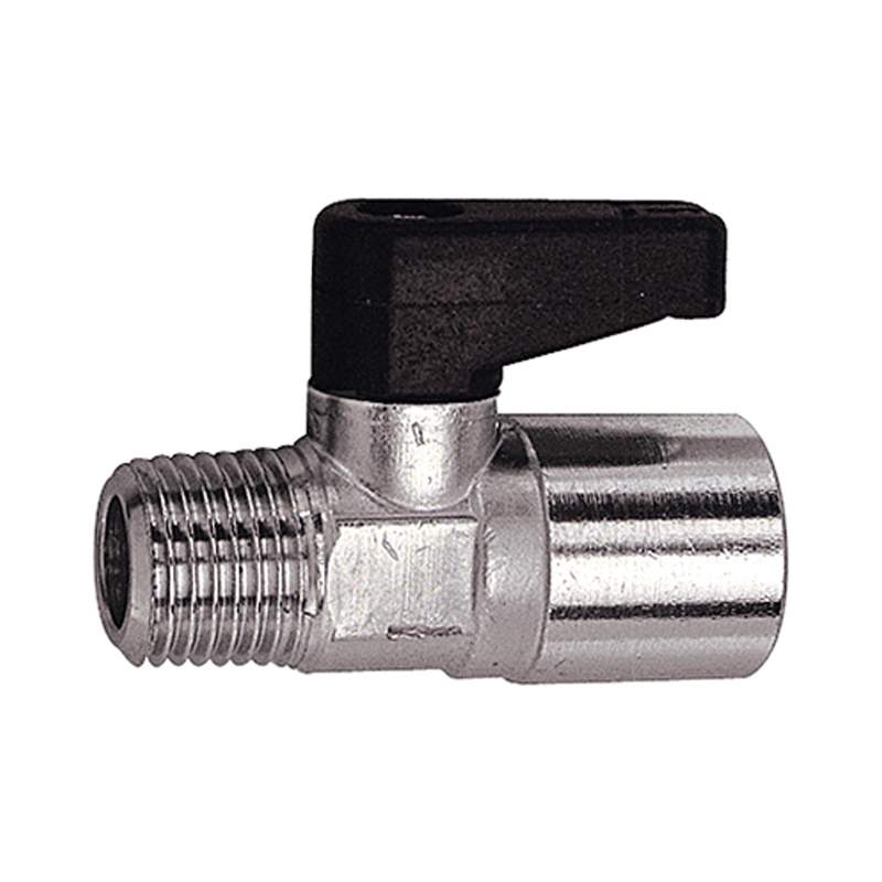 RIEGLER Mini-Kugelhahn mit Drehgriff, Messing vern., R/Rp 1/4 AG / 1/8 IG