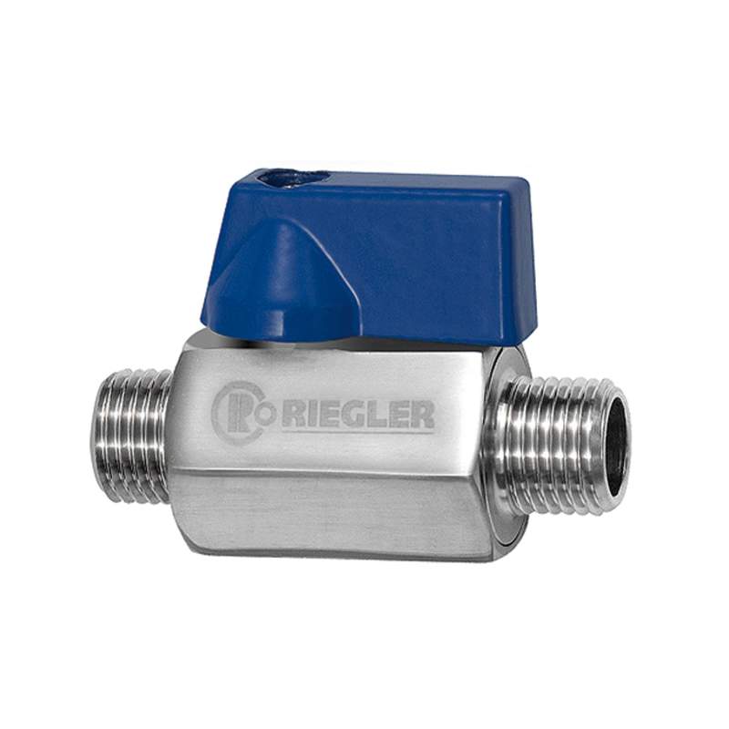 RIEGLER Mini-Kugelhahn, Edelstahl 1.4408 CF8M, AG/AG, G 1/2, DN 15