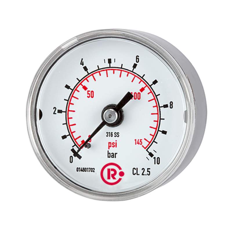 RIEGLER Standardmano, CrNi-Stahl, G 1/4 hinten zentr., 0 - 1,6 bar, Ø 40