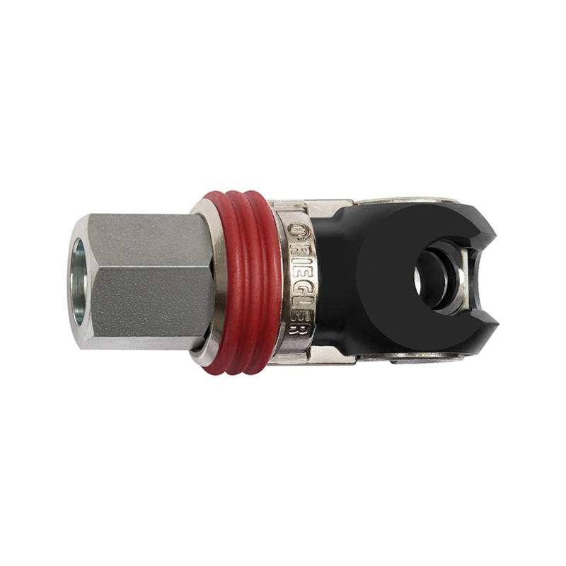 RIEGLER Schwenk-Sicherheitskupplung NW 8, ISO 6150 C, Stahl, NPT 3/8 IG