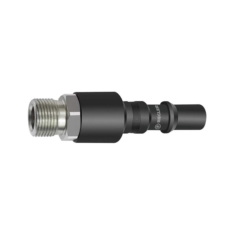 RIEGLER Nippel mit RSV für Kupplungen NW 8, ISO 6150 C, Stahl, G 3/8 AG