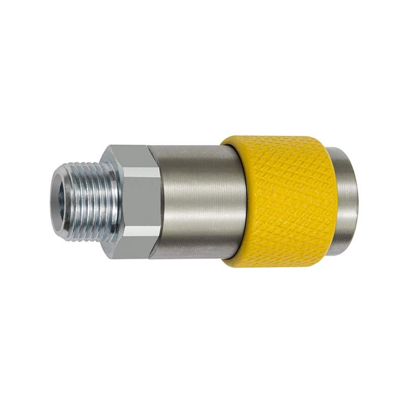 RIEGLER Unv. Dreh-Sicherheitskupplung NW 6, ISO 6150 C, G 1/4 AG, gelb