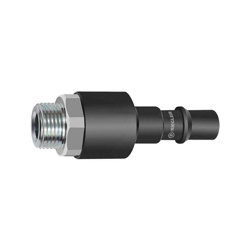 RIEGLER Nippel mit RSV für Kupplungen NW 11, ISO 6150 C, Stahl, G 1/2 AG