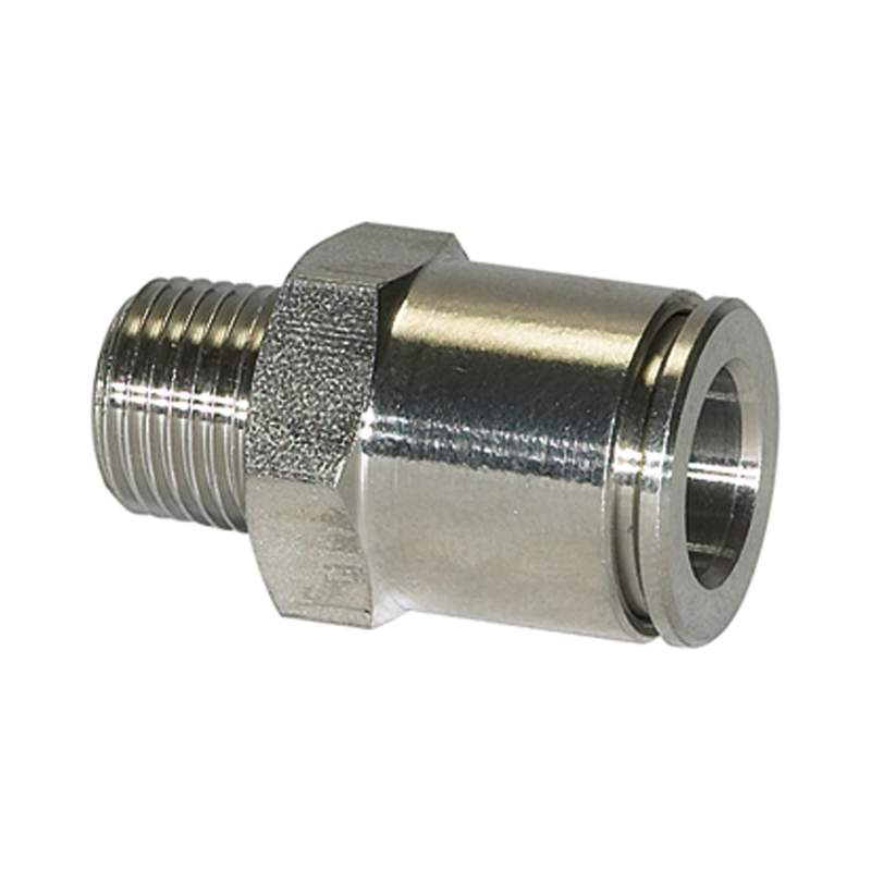 RIEGLER Gerade Steckverschraubung R 1/2 a., Schl.-Ø12, 15bar, ES 1.4404