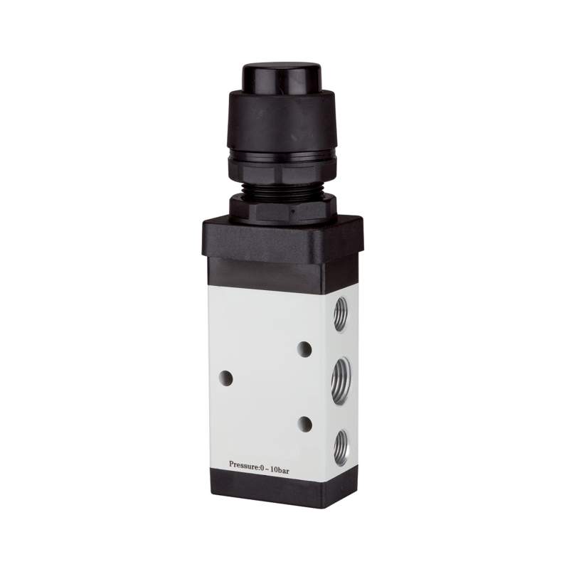 RIEGLER 5/2-Wegeventil, manuell »M5«, Druckknopf, monostabil, G 1/8, schw