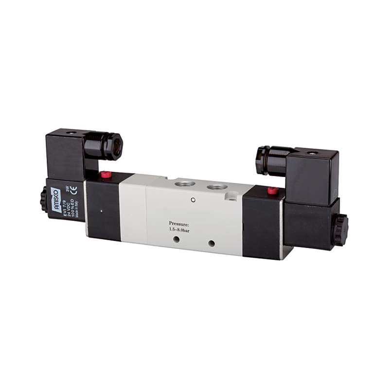 RIEGLER 5/3-Wegeventil elektropneum. Mitte bel., G 1/8, 24VDC, 550l/min