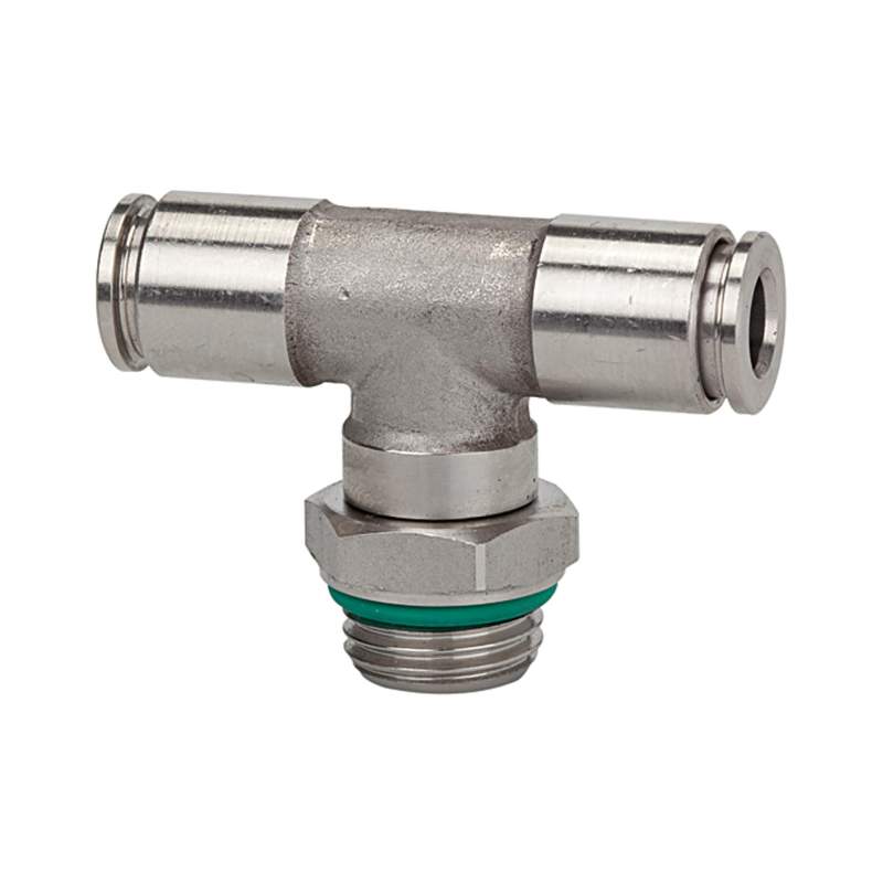 RIEGLER T-Steckverschra., drehbar, G 1/4 a., Schl.-Ø 8, 15bar, ES 1.4404
