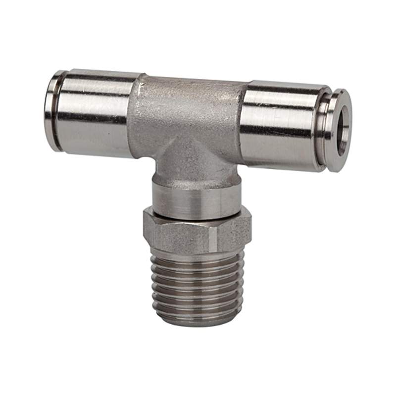 RIEGLER T-Steckverschra., drehbar, R 1/8 a., Schl.-Ø 8, 15bar, ES 1.4404