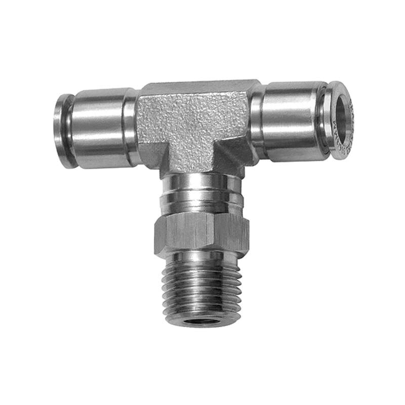 RIEGLER T-Steckverschraubung, drehbar, R 1/8 a., Schlauch-Ø 8, ES 1.4404