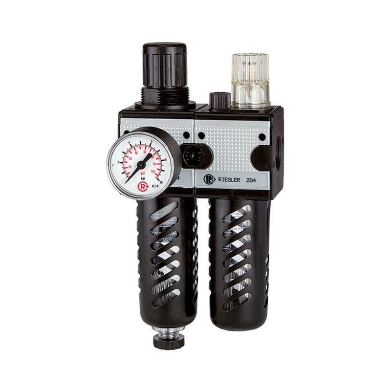 RIEGLER Wartungseinheit 2-tlg. »multifix«, PC-Beh., Schutzkorb, BG3, G3/4