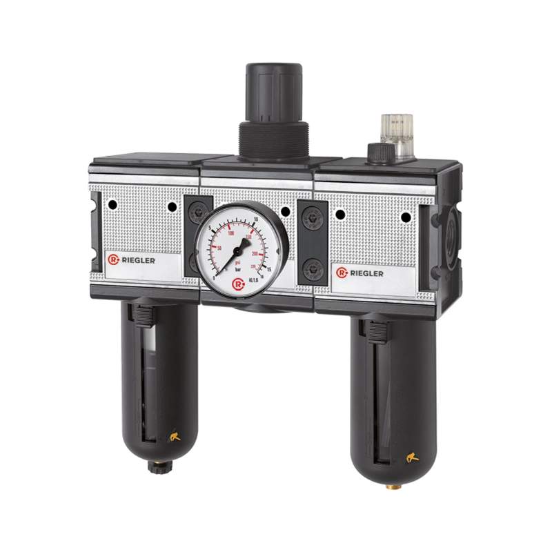 RIEGLER Wartungseinheit 3-tlg. »multifix«, PC-Beh., Schutzkorb, BG4, G3/4
