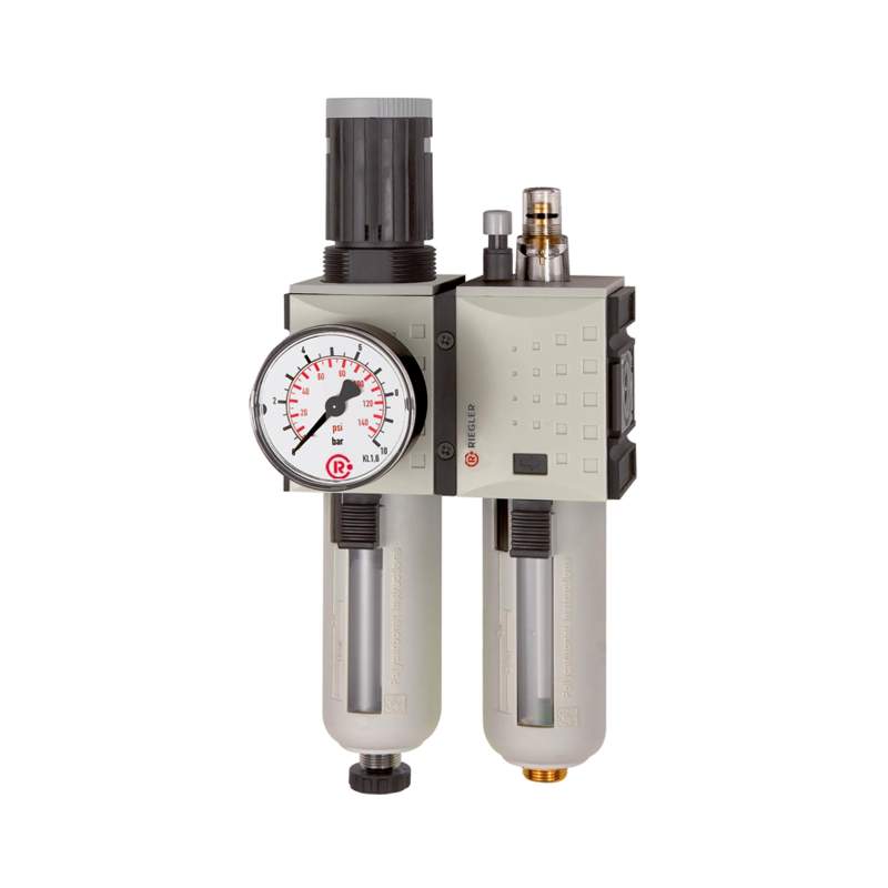 RIEGLER Wartungseinheit 2-tlg. »FUTURA«, PC, BG 4, G 1, 0,1 - 1 bar, HA
