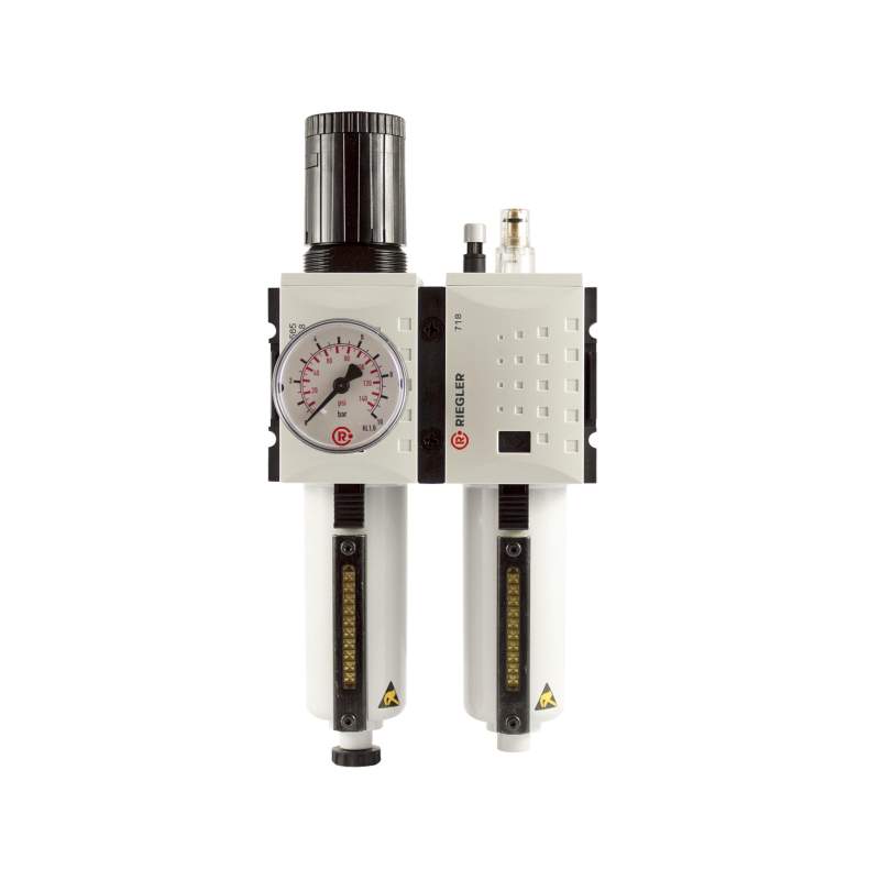 RIEGLER Wartungseinheit 2-tlg. »FUTURA«, MBeh., BG1, G 3/8, 0,2-4 bar, HA