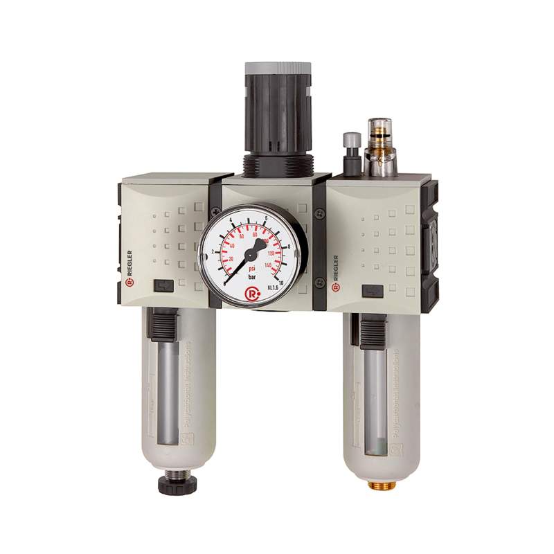 RIEGLER Wartungseinheit 3-tlg. »FUTURA«, PC, BG 2, G 3/8, 0,5 - 8 bar, HA