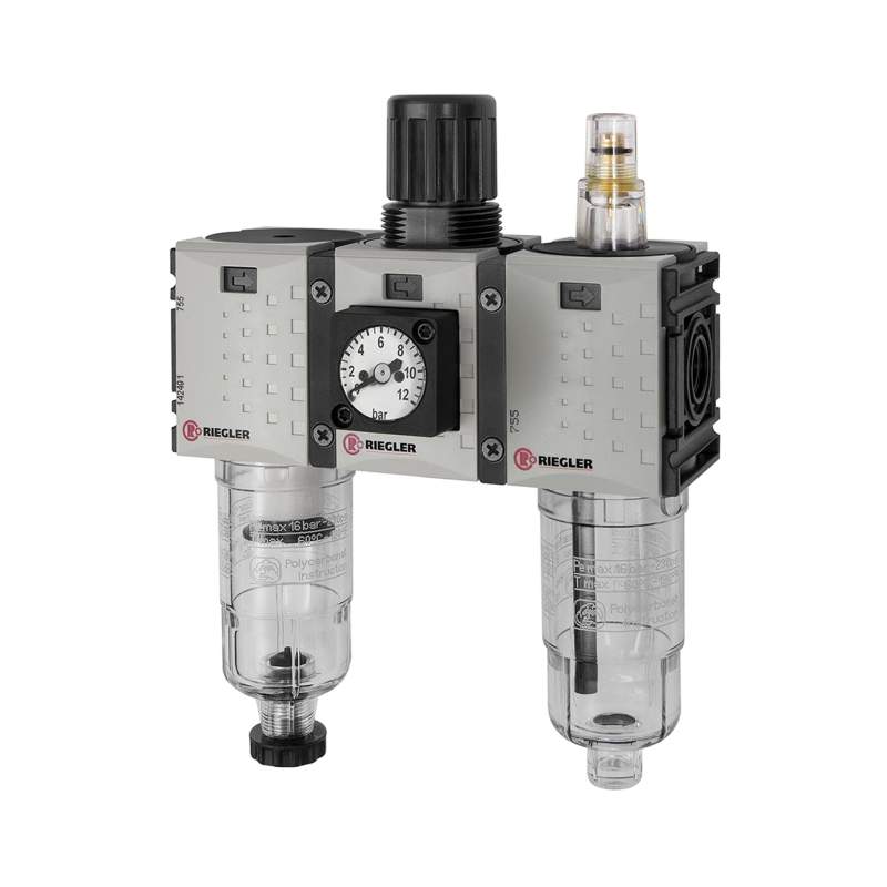 RIEGLER WE 3-tlg. »FUTURA-mini«, PC-Beh., Kompaktmano, G 1/4, 0,5-8, HA