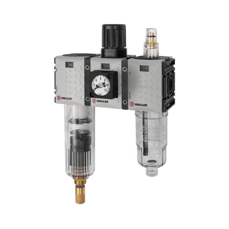 RIEGLER WE 3-tlg. »FUTURA-mini«, PC-Beh., Kompaktmano, G1/4, 0,5-8, VA-NC
