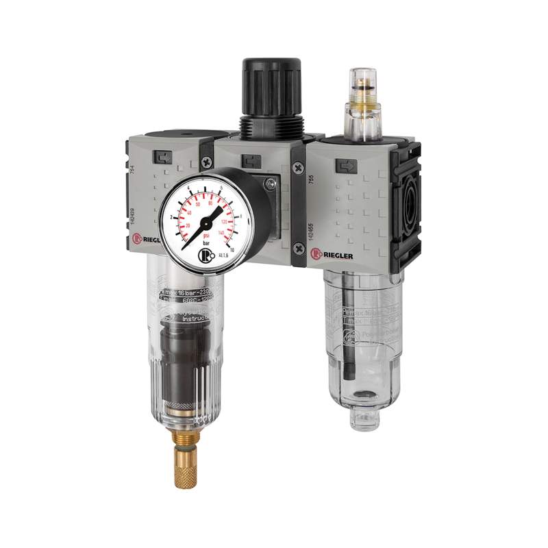 RIEGLER WE 3-tlg. »FUTURA-mini«, PC-Beh., Standardmano, G 1/4, 0,5-8, VA